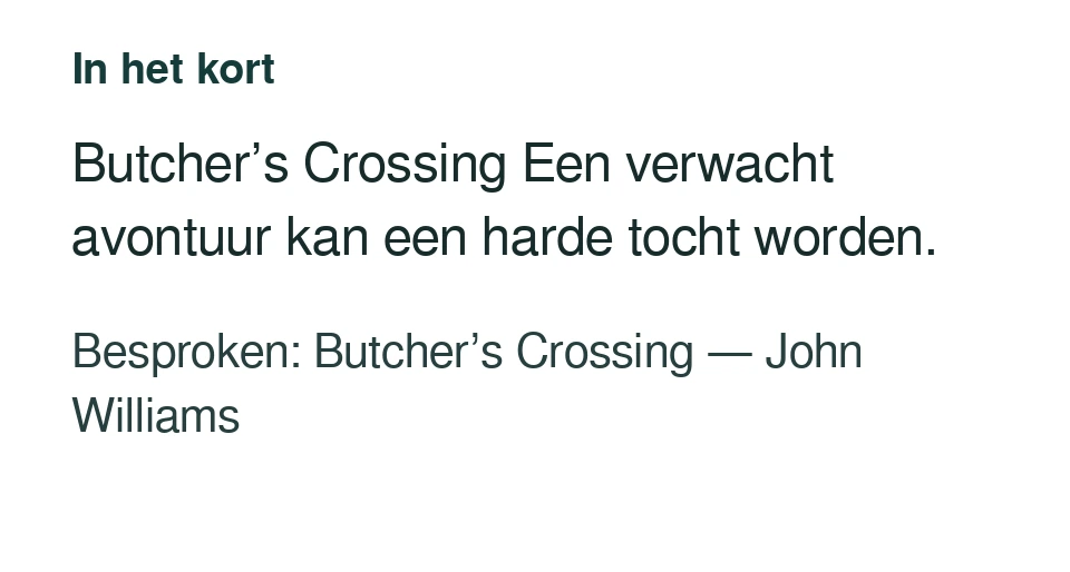 Butcher’s Crossing Een verwacht avontuur kan een harde tocht worden. Besproken: Butcher’s Crossing — John Williams.